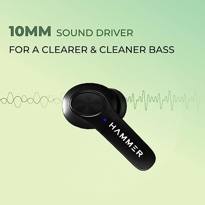 HAMMER Airflow 2.0 Bluetooth Truly Wireless in Ear Earbuds with Mic (Midnight Black) HAMMER Airflow 2.0 Bluetooth Truly Wireless in Ear Earbuds with Mic (Midnight Black)